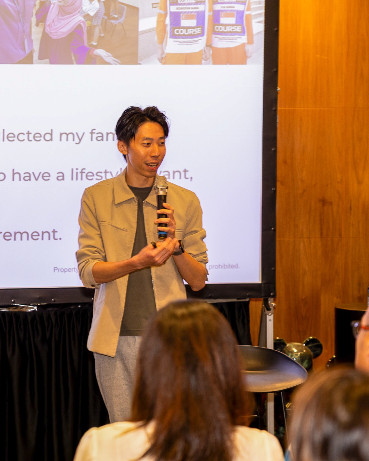 Mak speaking at a Crestbrick client event
