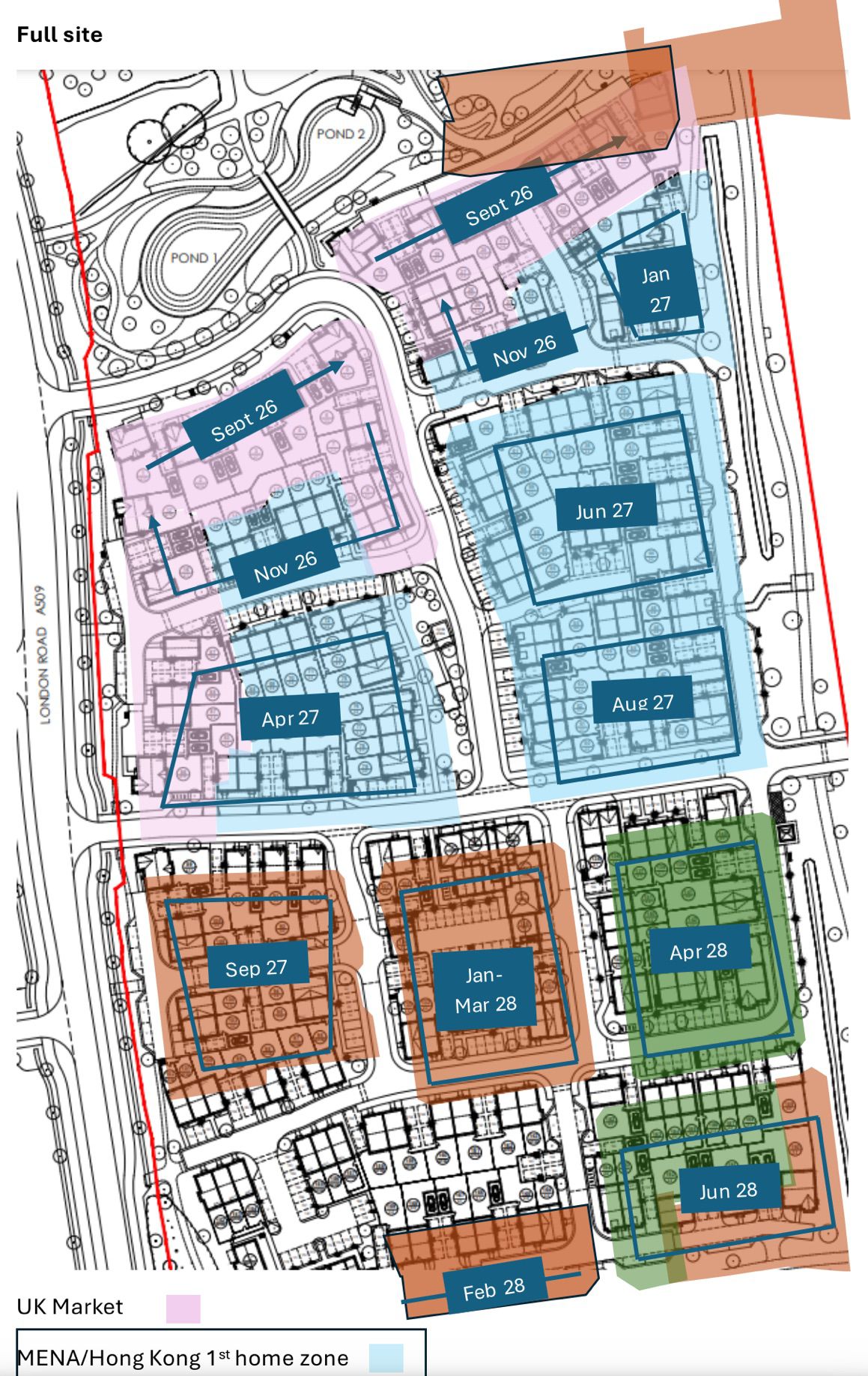 Eastbrook Village masterplan and phasing — indicative only