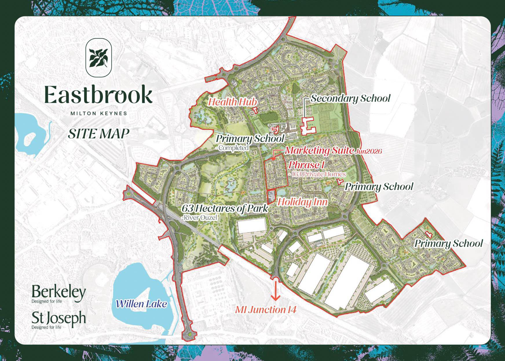 Eastbrook Village site map and surroundings — indicative only