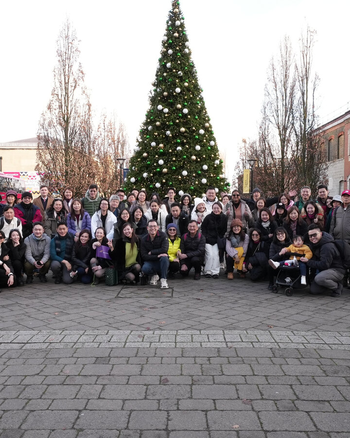 Crestbrick clients posing together as a group during a UK property tour